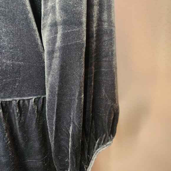 Y2K Inspired Dark Gray Velvet Button Down 3/4 Sleeve Tunic Casual Size Small - Picture 5 of 12